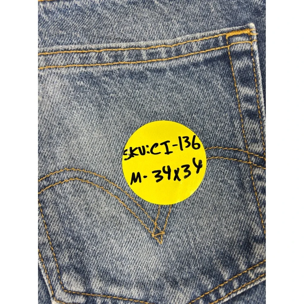 Vintage Levis 517 Bootcut Mens 34x34 Blue Distressed Denim Jeans